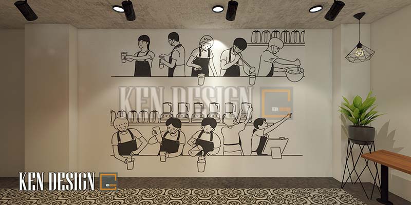 trang trí quán trà sữa bằng tranh vẽ tường